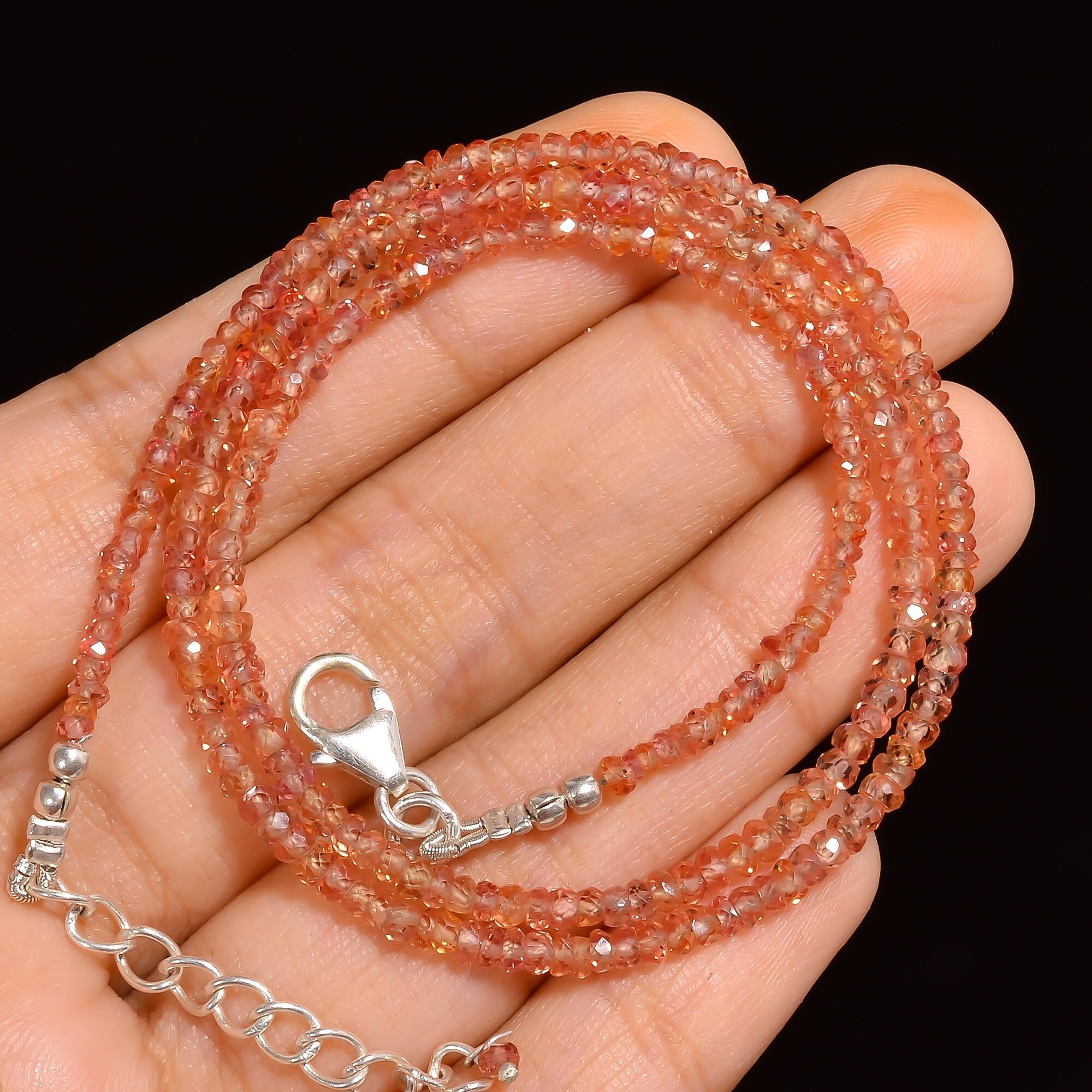 sapphire natural gemstone rondelle shape faceted beads necklace